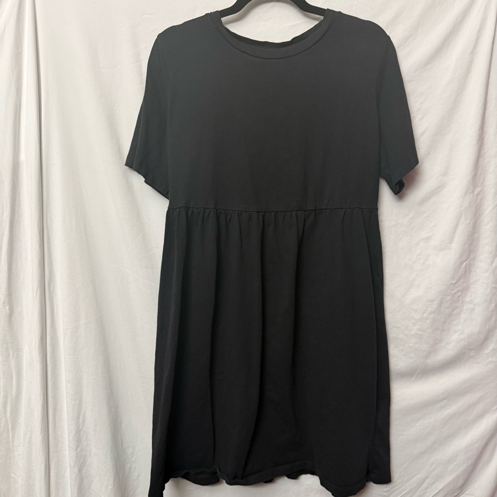 H&M Cotton Short Sleeve Dress in Black